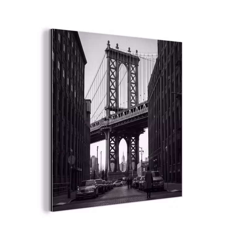 Aluminium schilderij - Brug - Stad - Architectuur - Modern - Zwart-wit — 1
