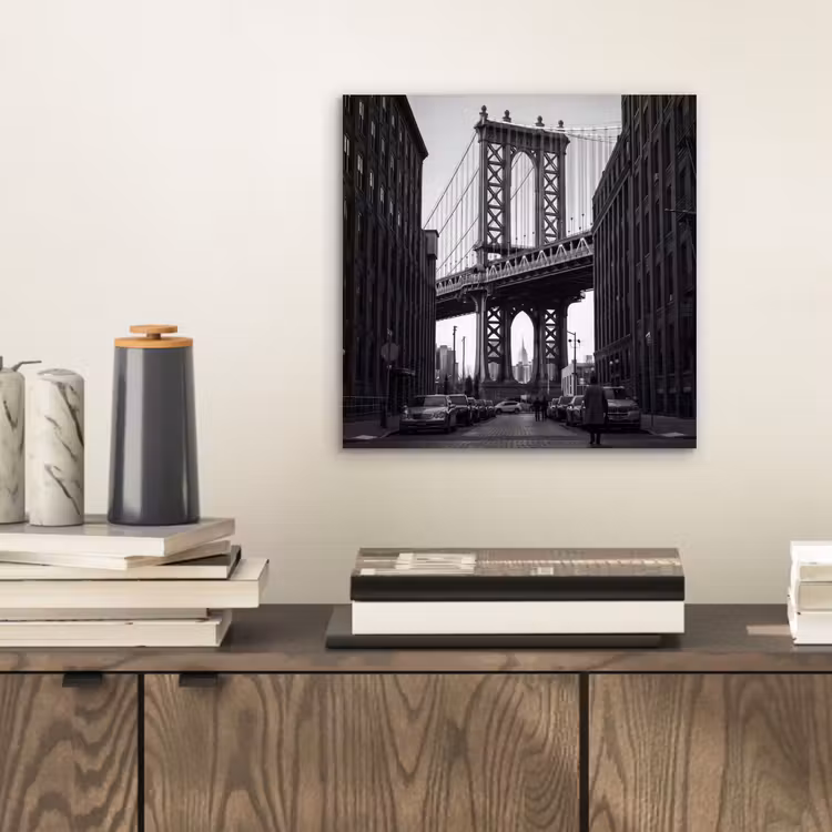 Aluminium schilderij - Brug - Stad - Architectuur - Modern - Zwart-wit — 2