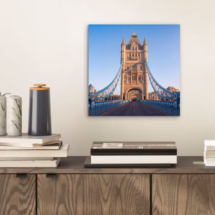Aluminium schilderij - Brug - Toren - Architectuur - Klassiek - Blauw — 2