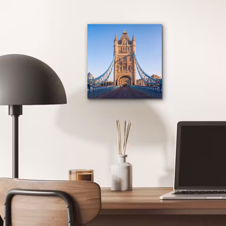 Aluminium schilderij - Brug - Toren - Architectuur - Klassiek - Blauw — 6