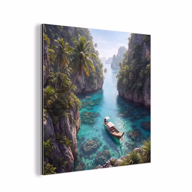 Aluminium schilderij - Eiland - Tropisch - Water - Palmbomen - Natuur — 1