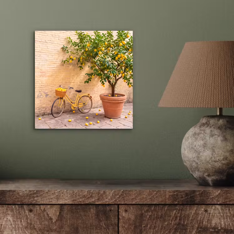 Aluminium schilderij - Fiets - Mand - Eten - Geel - Zomer — 3