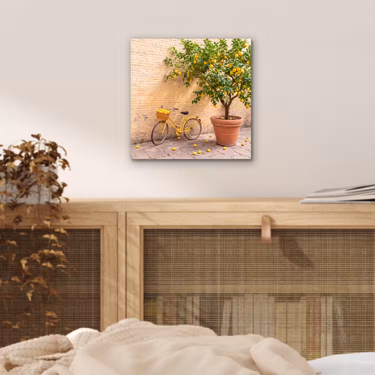 Aluminium schilderij - Fiets - Mand - Eten - Geel - Zomer — 4