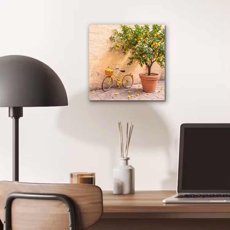 Aluminium schilderij - Fiets - Mand - Eten - Geel - Zomer — 6