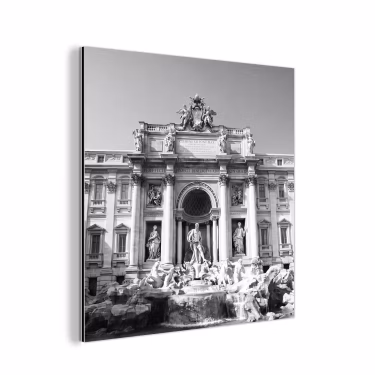 Aluminium schilderij - Fontein - Beelden - Architectuur - Zwart-wit — 1