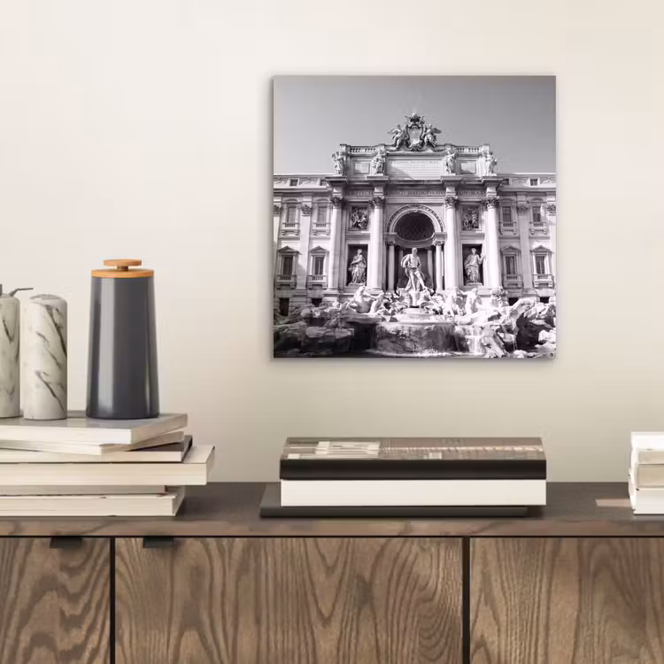 Aluminium schilderij - Fontein - Beelden - Architectuur - Zwart-wit — 2