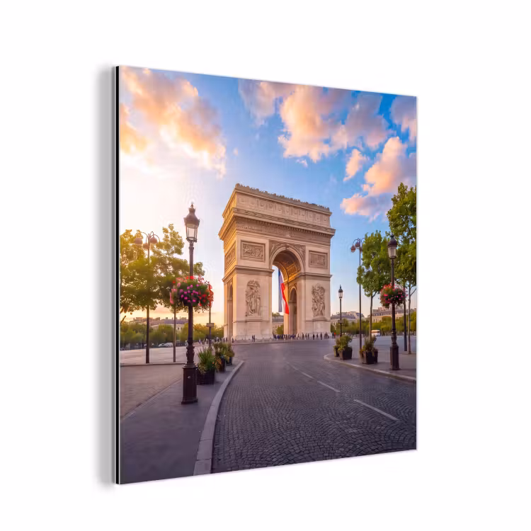 Aluminium schilderij - Monument - Parijs - Zonsondergang - Architectuur - Goud — 1