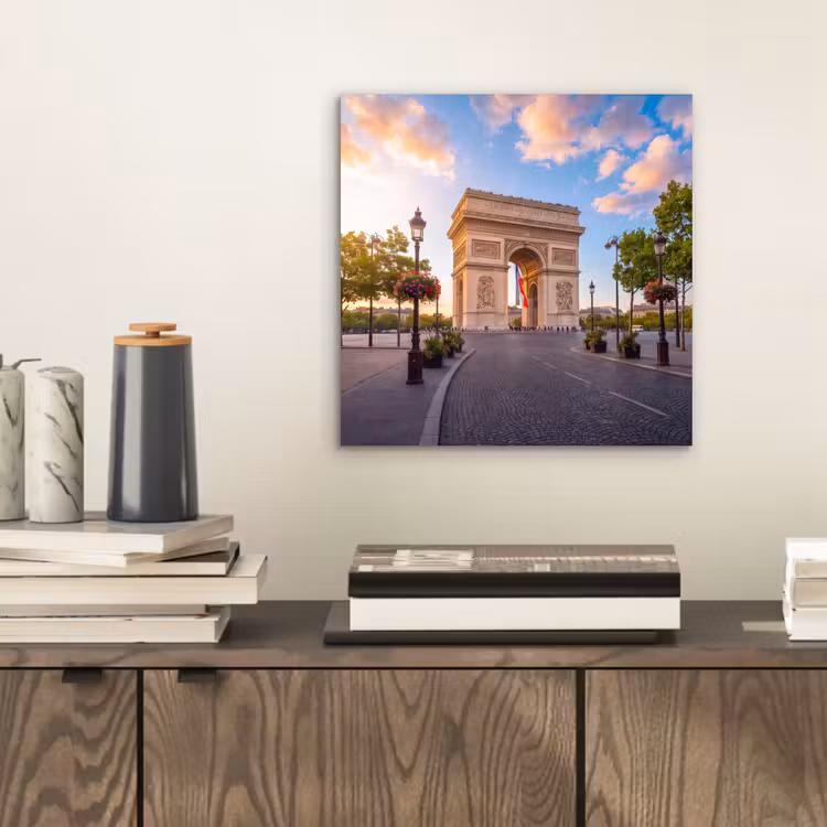 Aluminium schilderij - Monument - Parijs - Zonsondergang - Architectuur - Goud — 2