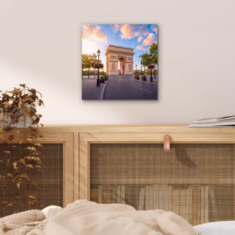 Aluminium schilderij - Monument - Parijs - Zonsondergang - Architectuur - Goud — 4