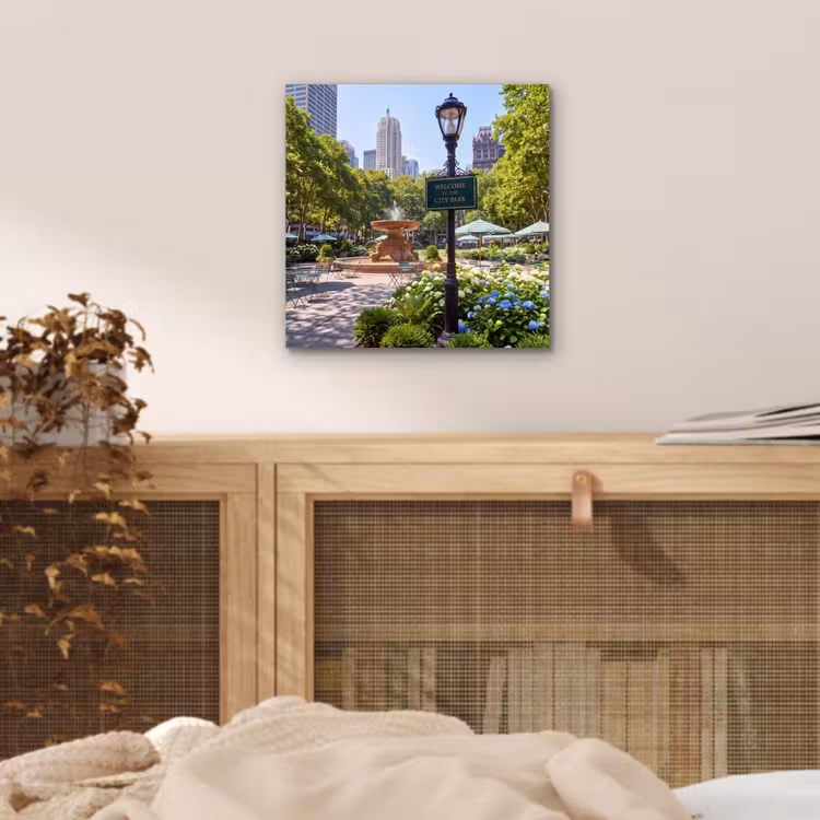 Aluminium schilderij - Park - Fontein - Stad - Natuur — 4