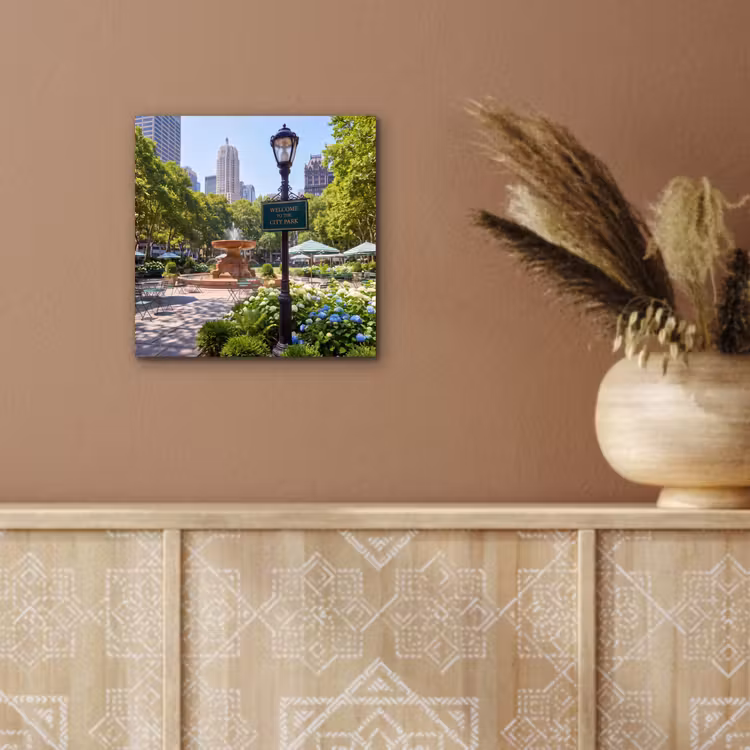 Aluminium schilderij - Park - Fontein - Stad - Natuur — 5