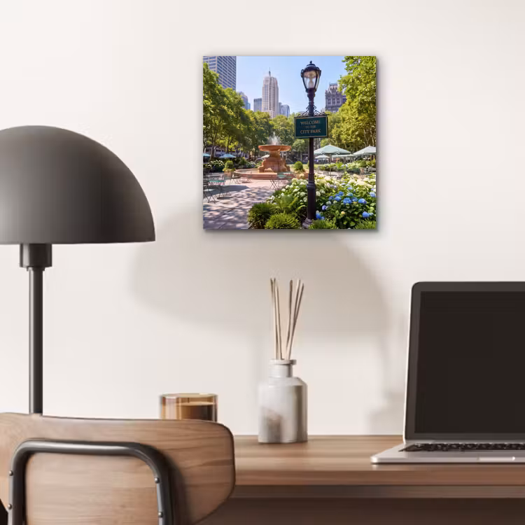 Aluminium schilderij - Park - Fontein - Stad - Natuur — 6