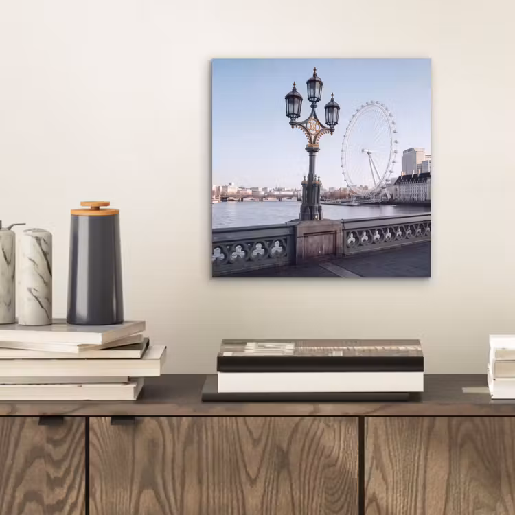 Aluminium schilderij - Reuzenrad - Londen - Stad - Architectuur - Brug — 2