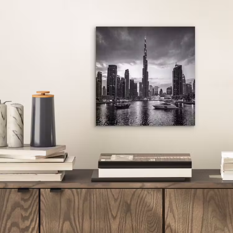 Aluminium schilderij - Stad - Skyline - Architectuur - Avond - Zwart-wit — 2