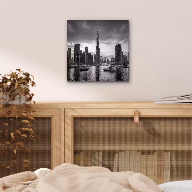 Aluminium schilderij - Stad - Skyline - Architectuur - Avond - Zwart-wit — 4