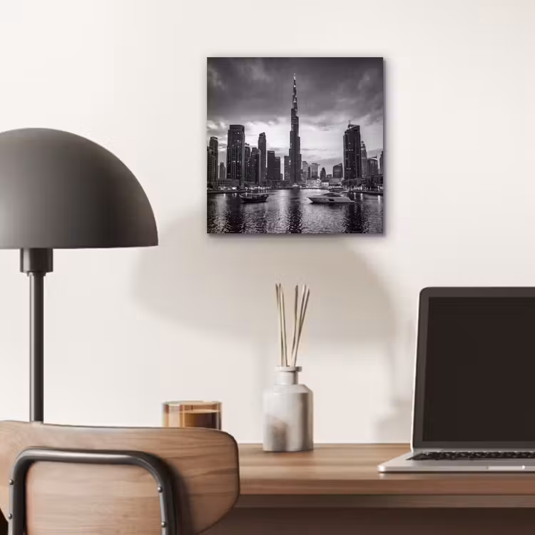 Aluminium schilderij - Stad - Skyline - Architectuur - Avond - Zwart-wit — 6
