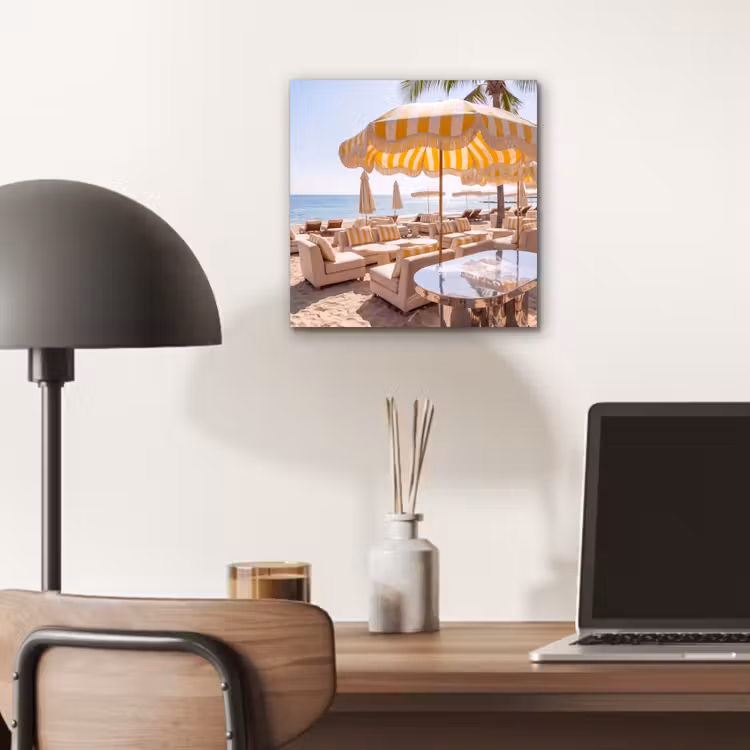 Aluminium schilderij - Strand - Ligbedden - Vakantie - Modern - Geel — 6
