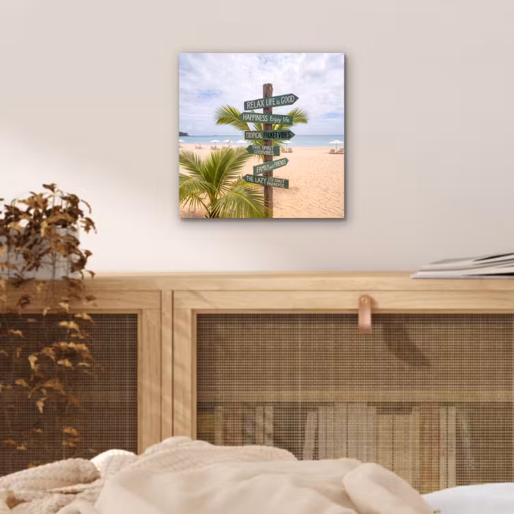 Aluminium schilderij - Strand - Wegwijzer - Palmen - Tropisch - Groen — 4