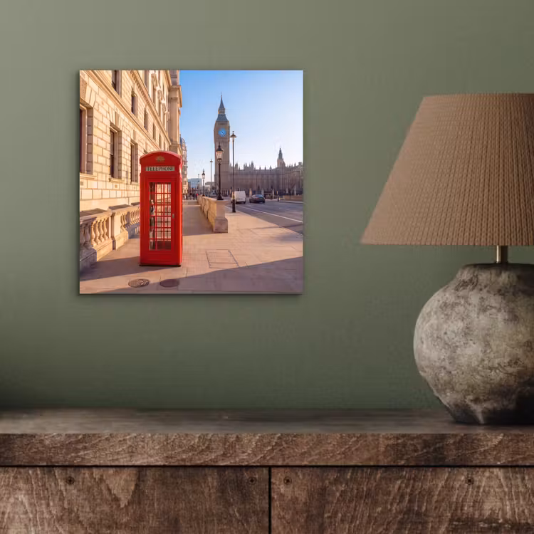 Aluminium schilderij - Telefooncel - Rood - Londen - Stad - Architectuur — 3