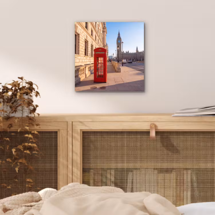 Aluminium schilderij - Telefooncel - Rood - Londen - Stad - Architectuur — 4