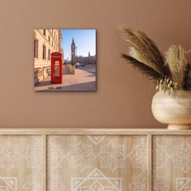 Aluminium schilderij - Telefooncel - Rood - Londen - Stad - Architectuur — 5