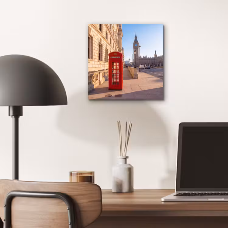 Aluminium schilderij - Telefooncel - Rood - Londen - Stad - Architectuur — 6