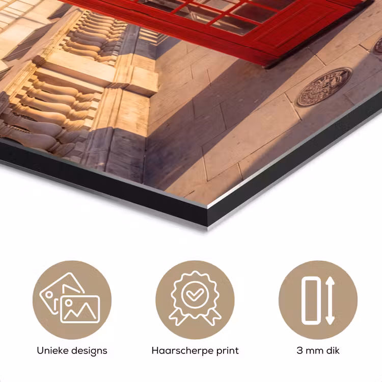 Aluminium schilderij - Telefooncel - Rood - Londen - Stad - Architectuur — 7