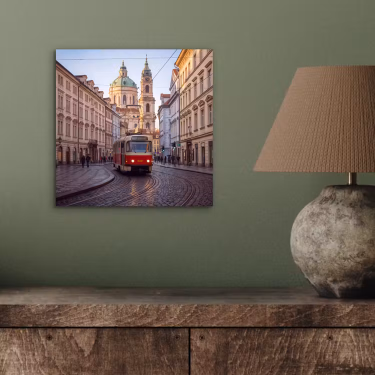 Aluminium schilderij - Tram - Straat - Stadsgezicht - Klassiek - Rood — 3