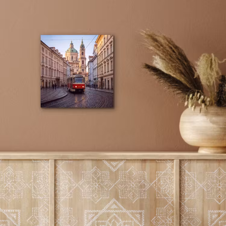 Aluminium schilderij - Tram - Straat - Stadsgezicht - Klassiek - Rood — 5
