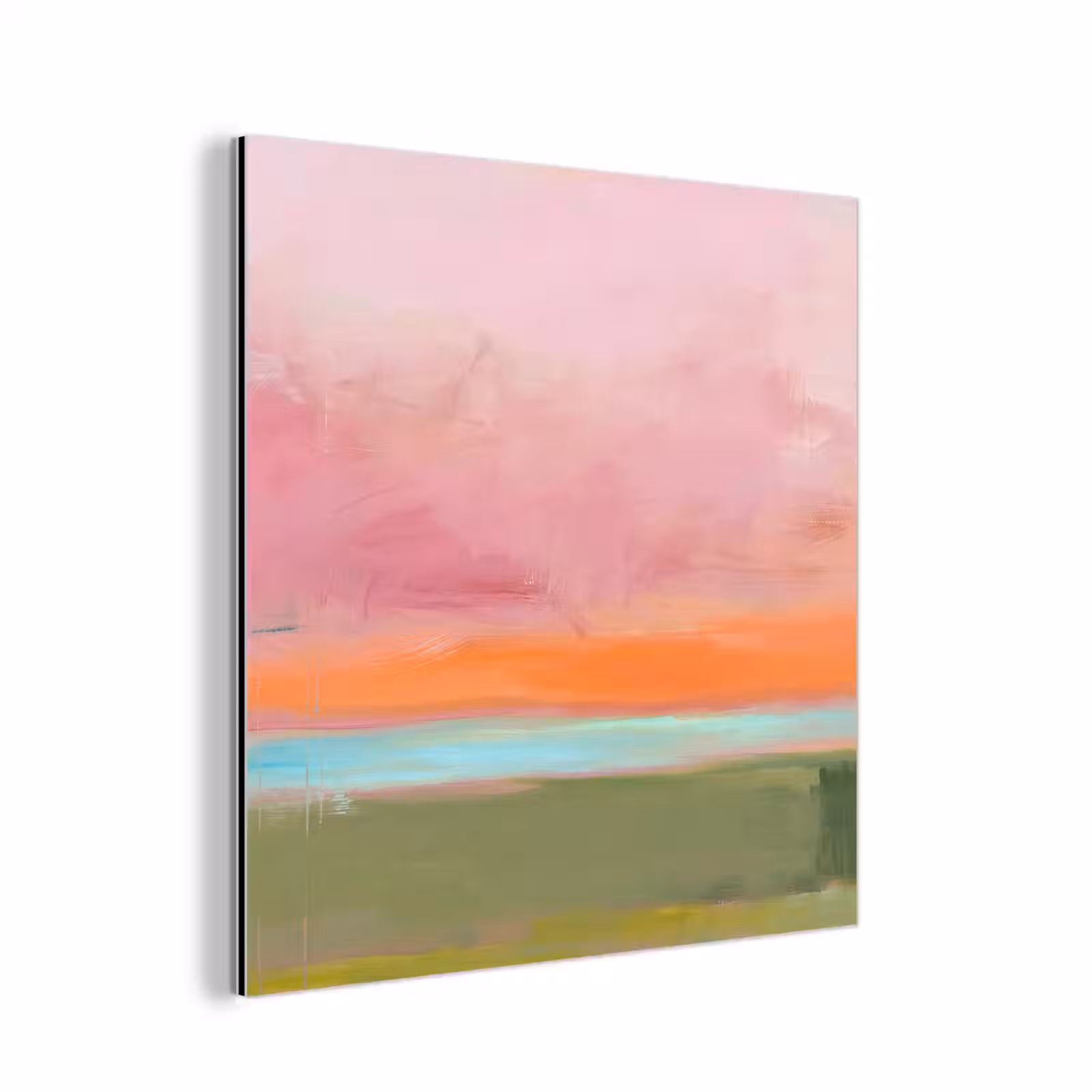Aluminium schilderij - Abstract - Landschap - Modern - Roze - Oranje — 1