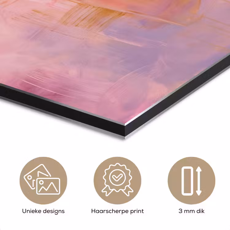Aluminium schilderij - Abstract - Borstelstreken - Kunst - Paars - Goud — 7