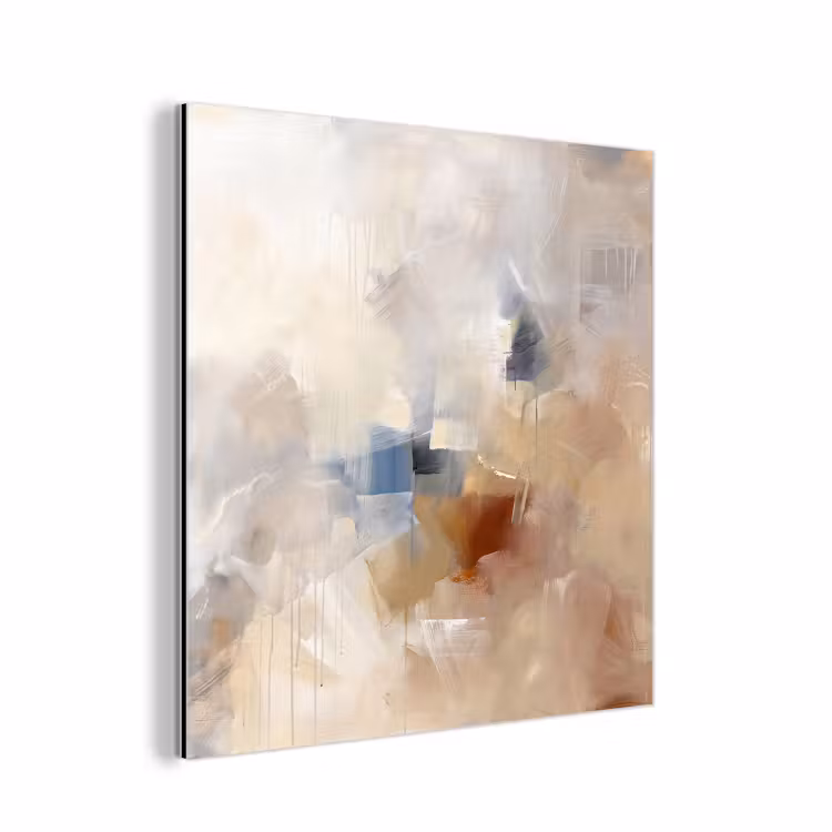 Aluminium schilderij - Abstract - Borstelstreken - Modern - Beige - Kunst — 1