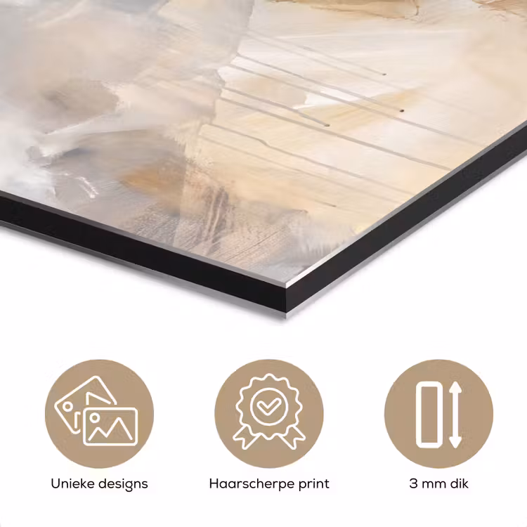Aluminium schilderij - Abstract - Borstelstreken - Modern - Beige - Kunst — 7