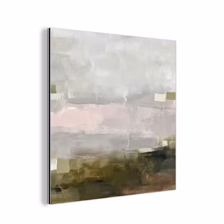 Aluminium schilderij - Abstract - Gelaagd - Kunst - Modern - Grijs-Groen — 1