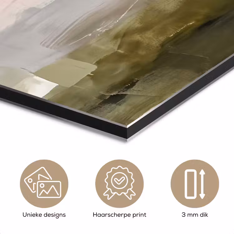 Aluminium schilderij - Abstract - Gelaagd - Kunst - Modern - Grijs-Groen — 7