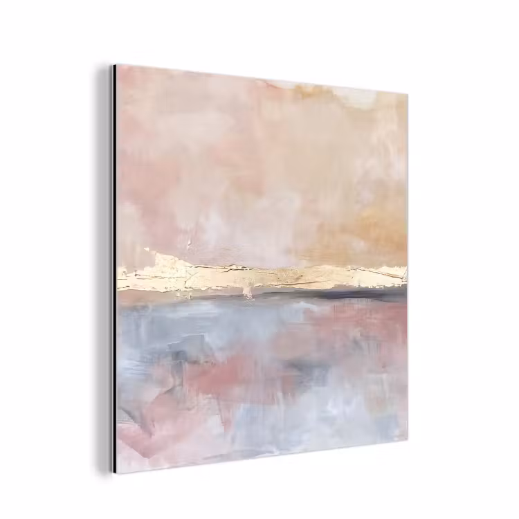 Aluminium schilderij - Abstract - Horizontaal - Kunst - Roze - Goud — 1