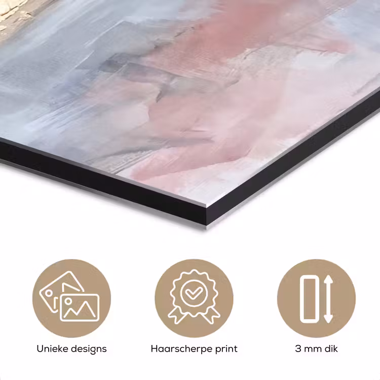 Aluminium schilderij - Abstract - Horizontaal - Kunst - Roze - Goud — 7