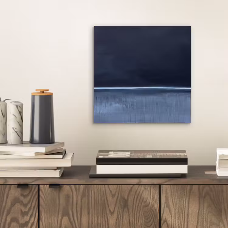 Aluminium schilderij - Abstract - Horizontale lijn - Minimalistisch - Donkerblauw - Kunst — 2