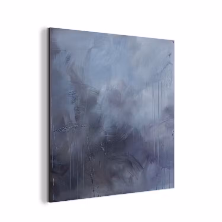 Aluminium schilderij - Abstract - Kwaststreken - Modern - Kunst - Grijs — 1