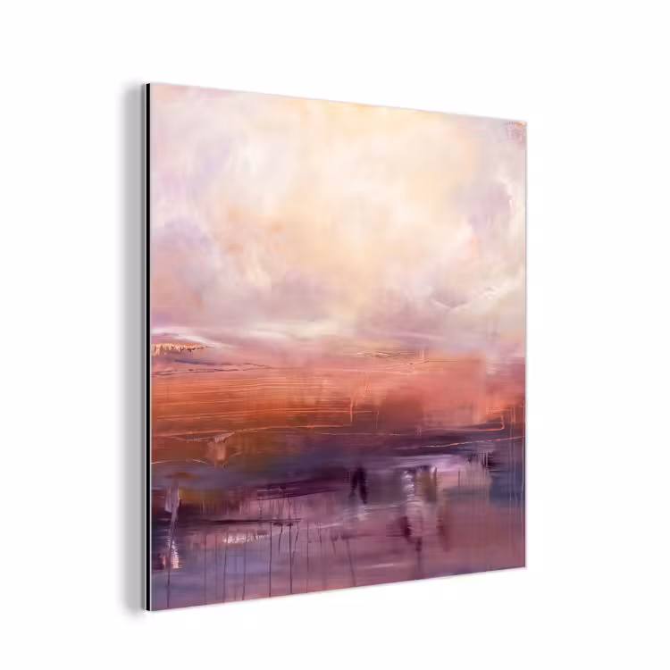 Aluminium schilderij - Abstract - Landschap - Modern - Paars - Oranje — 1
