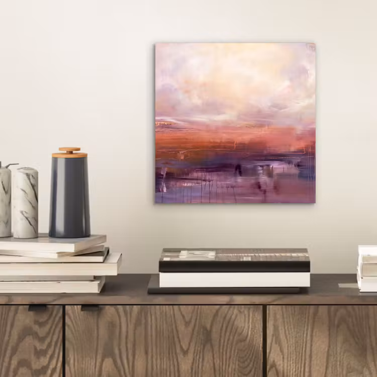 Aluminium schilderij - Abstract - Landschap - Modern - Paars - Oranje — 2