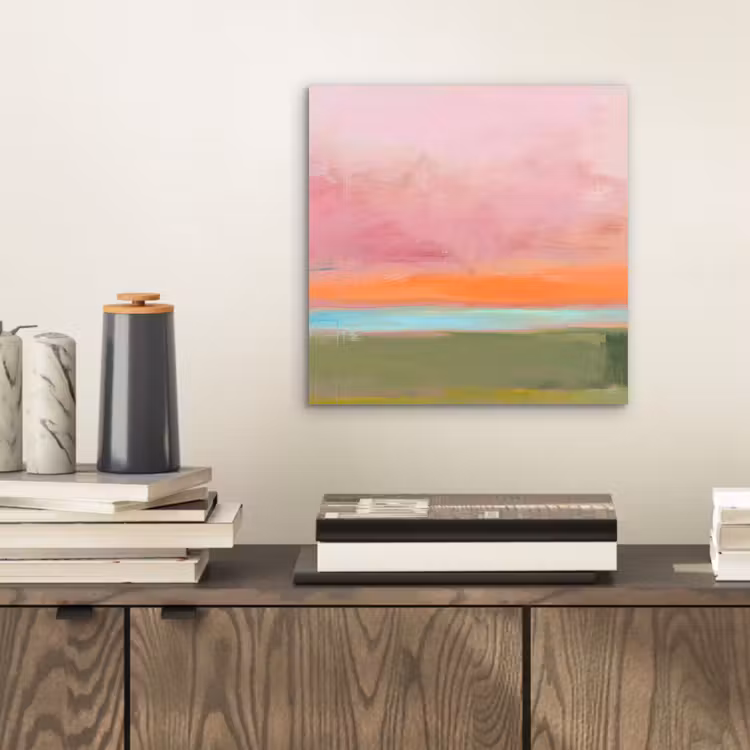 Aluminium schilderij - Abstract - Landschap - Modern - Roze - Oranje — 2