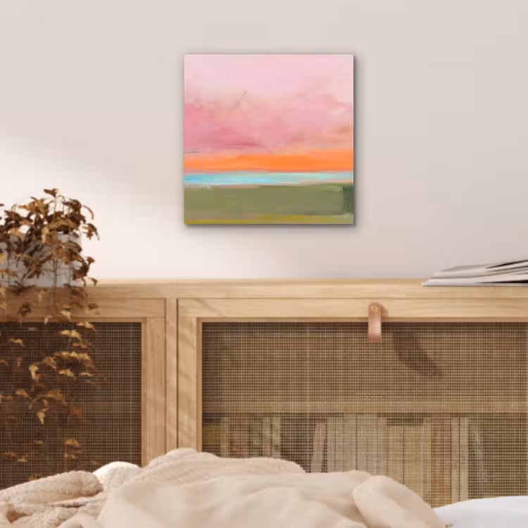Aluminium schilderij - Abstract - Landschap - Modern - Roze - Oranje — 4