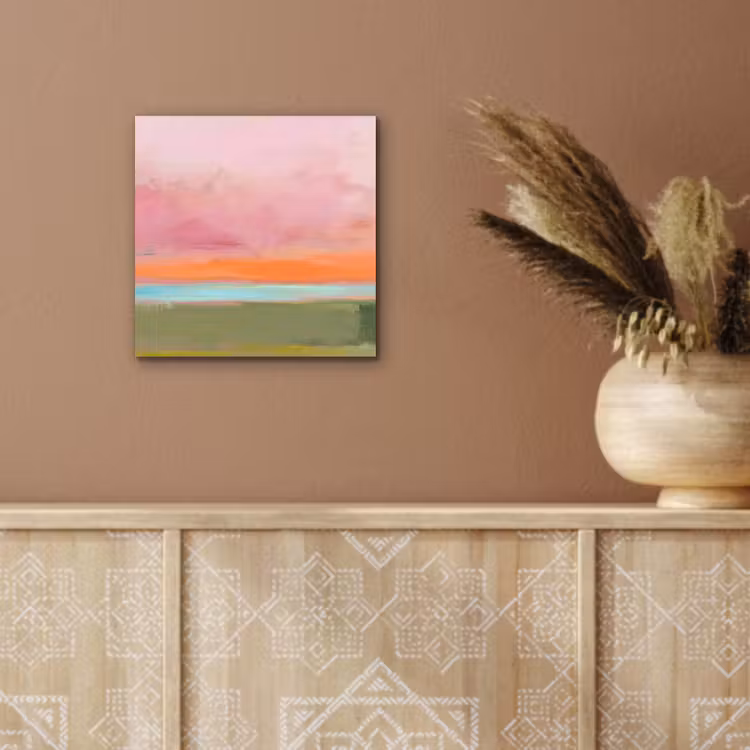 Aluminium schilderij - Abstract - Landschap - Modern - Roze - Oranje — 5
