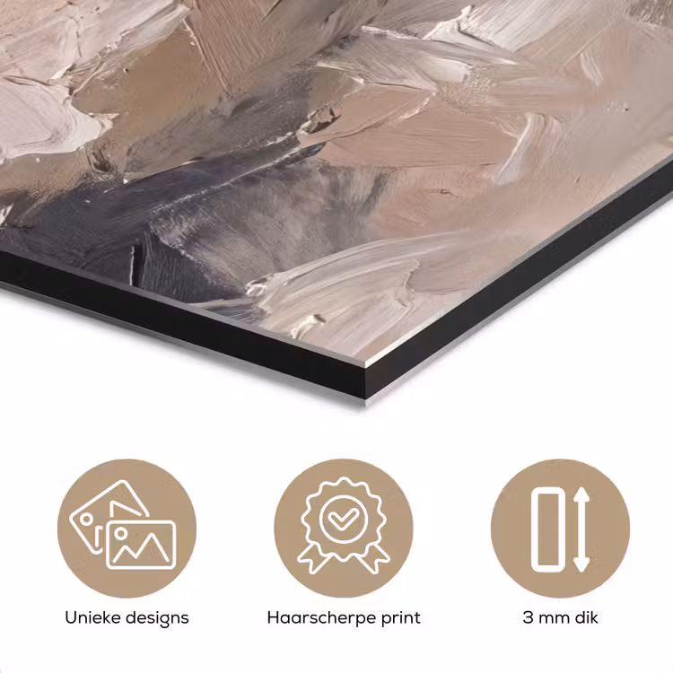 Aluminium schilderij - Abstract - Textuur - Kunst - Modern - Beige — 7