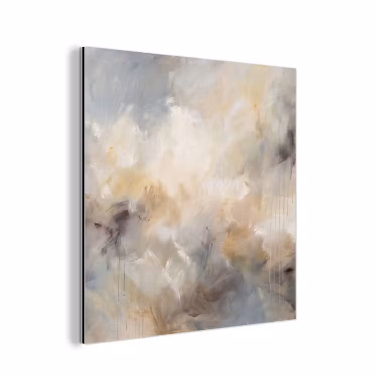 Aluminium schilderij - Abstract - Wolken - Sfeervol - Beige - Grijs — 1