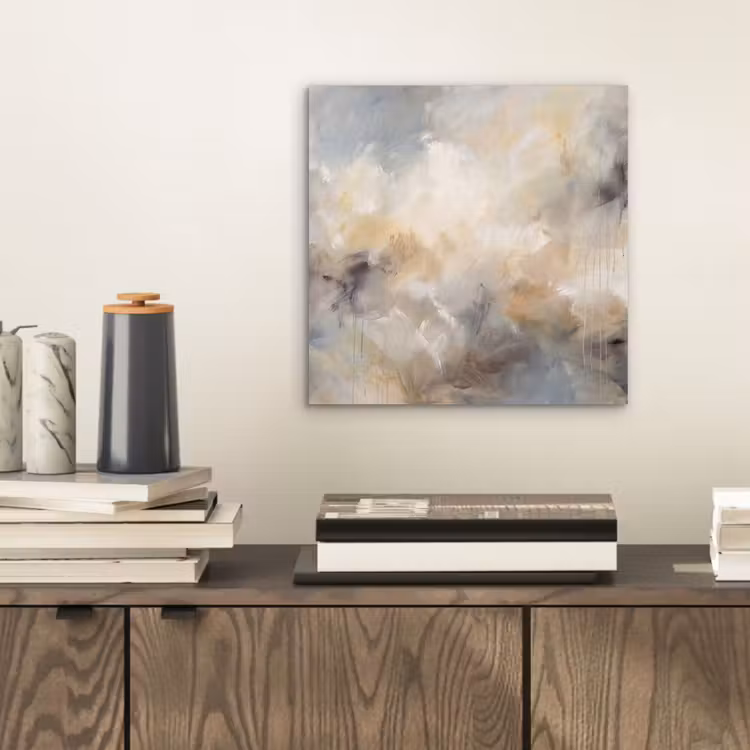 Aluminium schilderij - Abstract - Wolken - Sfeervol - Beige - Grijs — 2