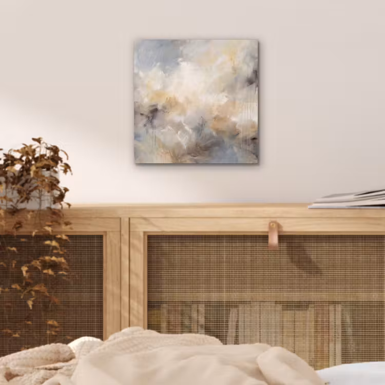 Aluminium schilderij - Abstract - Wolken - Sfeervol - Beige - Grijs — 4