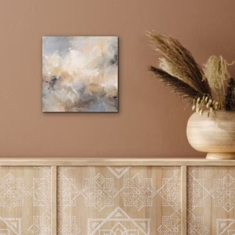 Aluminium schilderij - Abstract - Wolken - Sfeervol - Beige - Grijs — 5