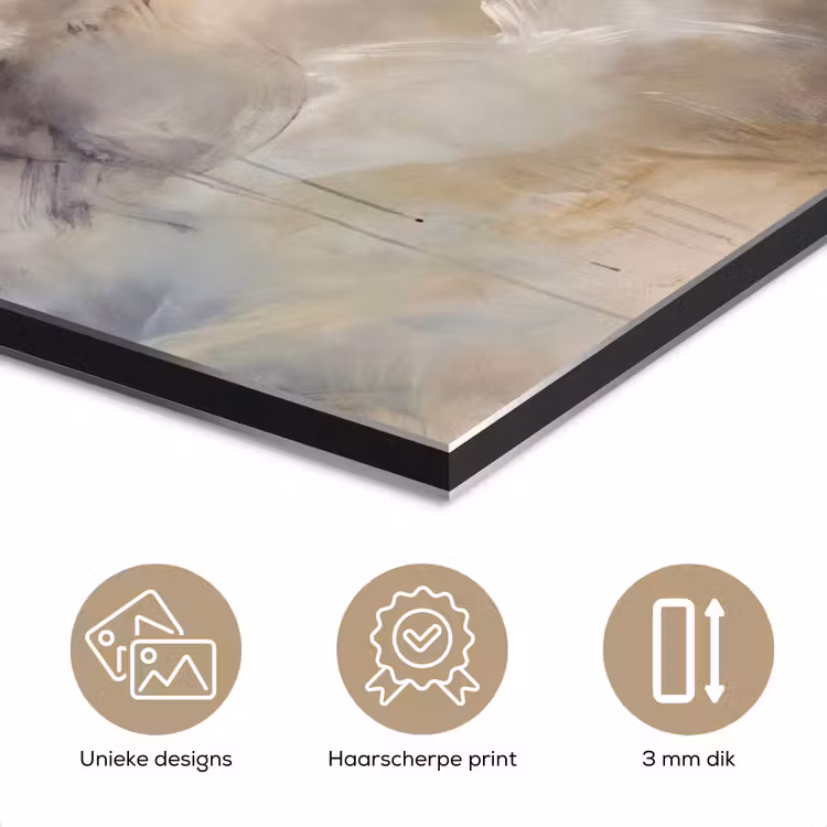 Aluminium schilderij - Abstract - Wolken - Sfeervol - Beige - Grijs — 7